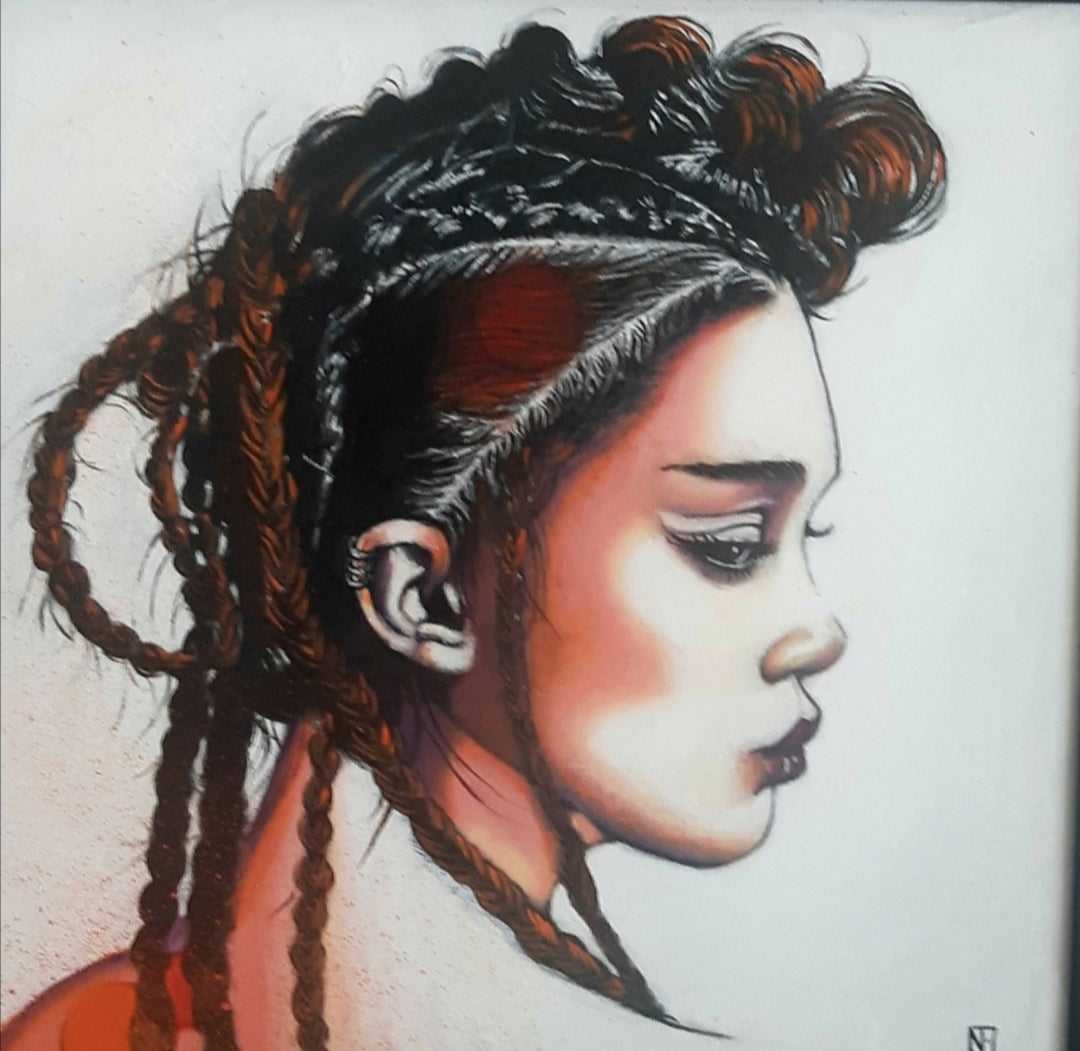 Zèbre street art - fond gris et rose